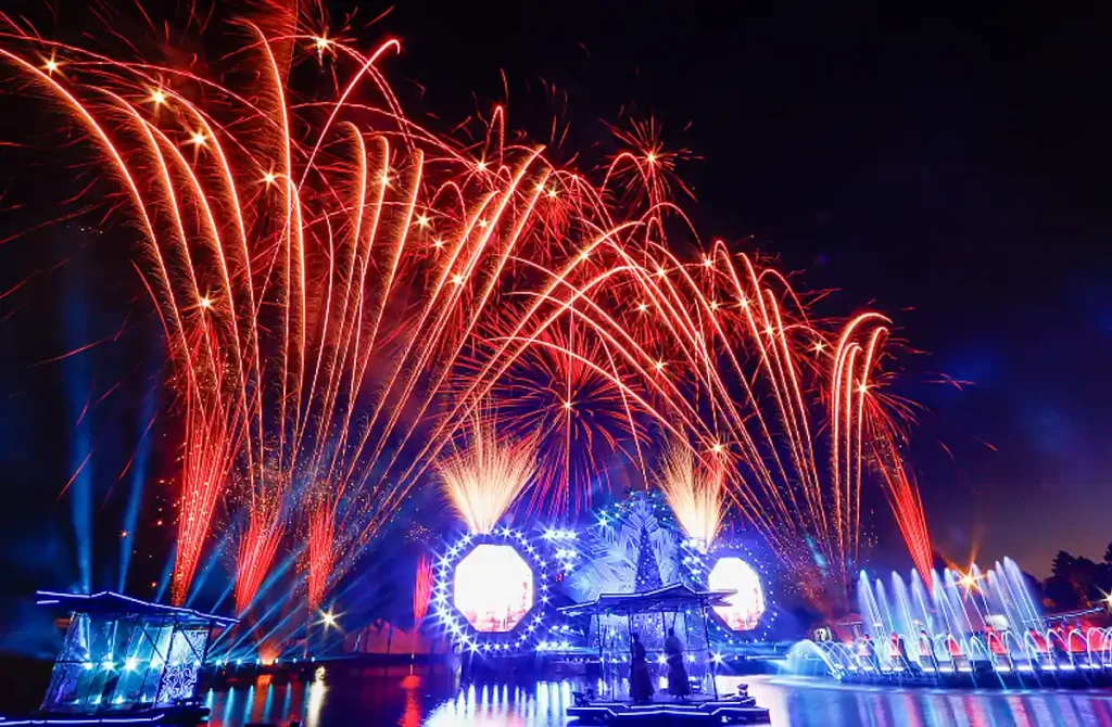 O Nativitaten encanta o público no Natal Luz de Gramado com um espetáculo de fogos de artifício, águas dançantes e efeitos de luz que transformam a noite em um cenário mágico.